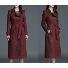 Lapel Ladies Jacket Coat with Girdling Trench Coat Jacket